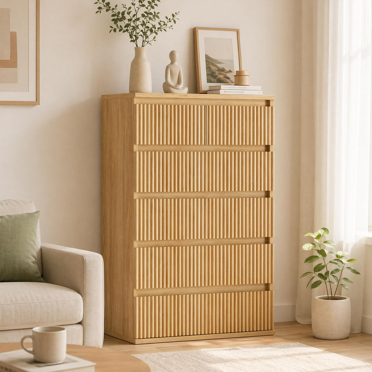 6-Drawer Fluted Dresser