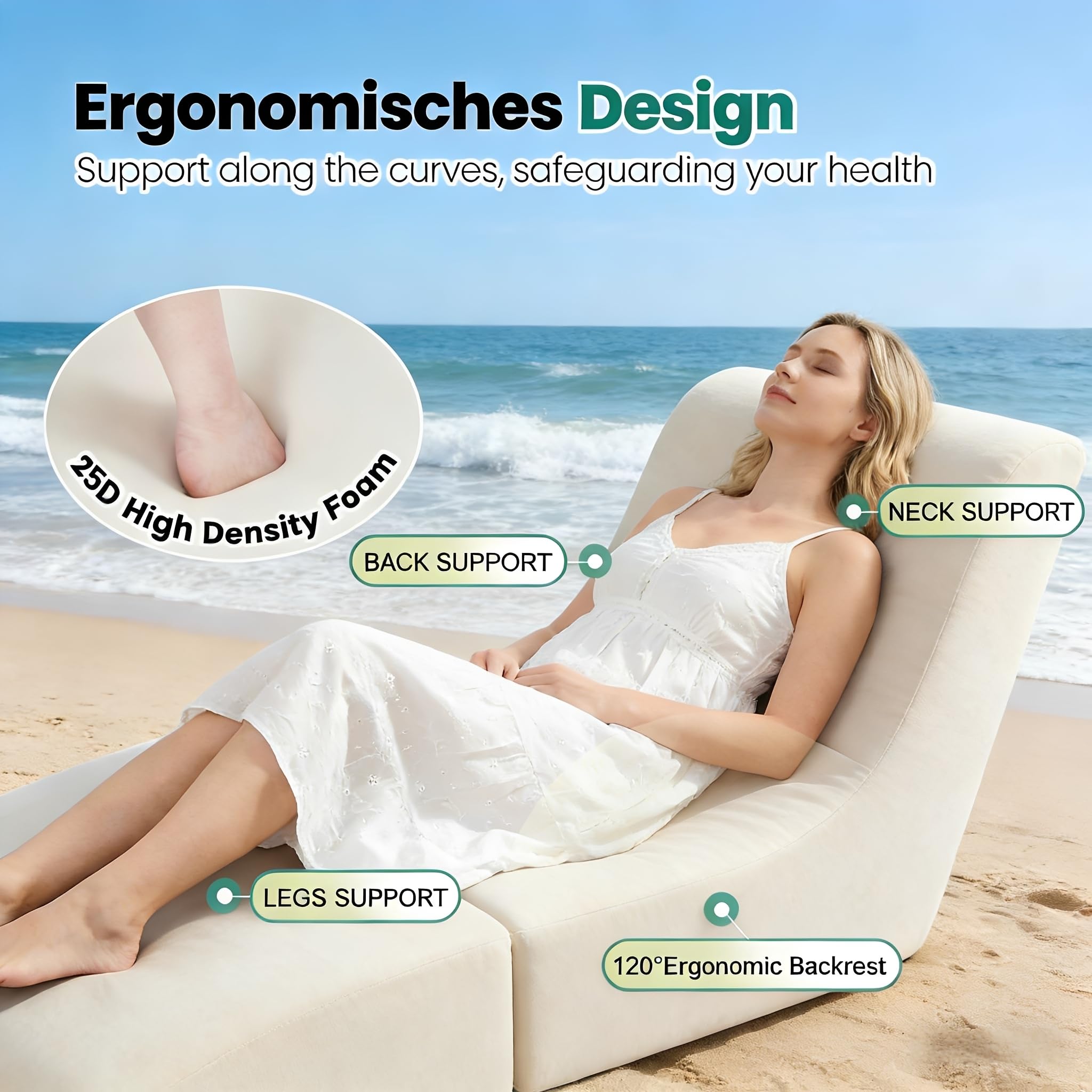 Foldable Outdoor Chaise Lounge Chair Set of 2 with Back Support
