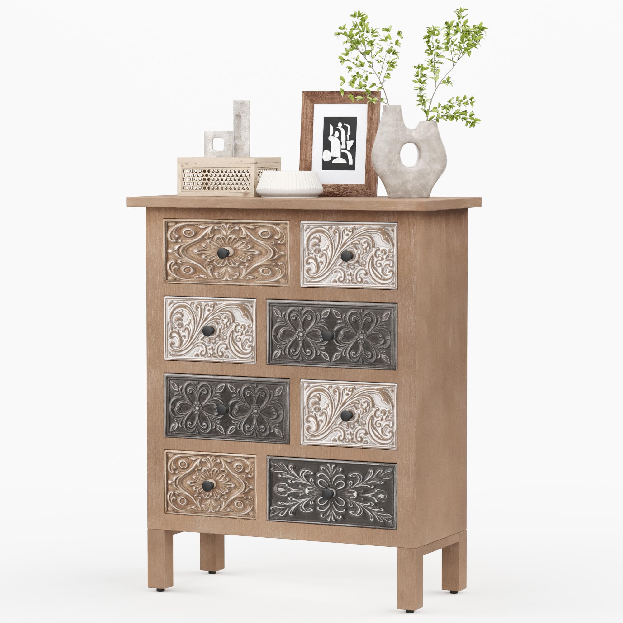 Vintage Wood Storage Cabinet with Drawers