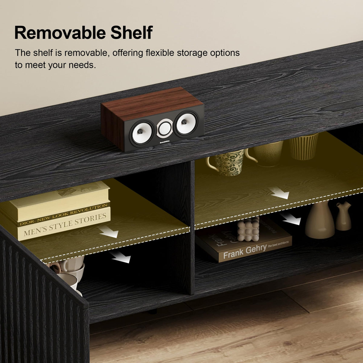 Black Slatted TV Stand