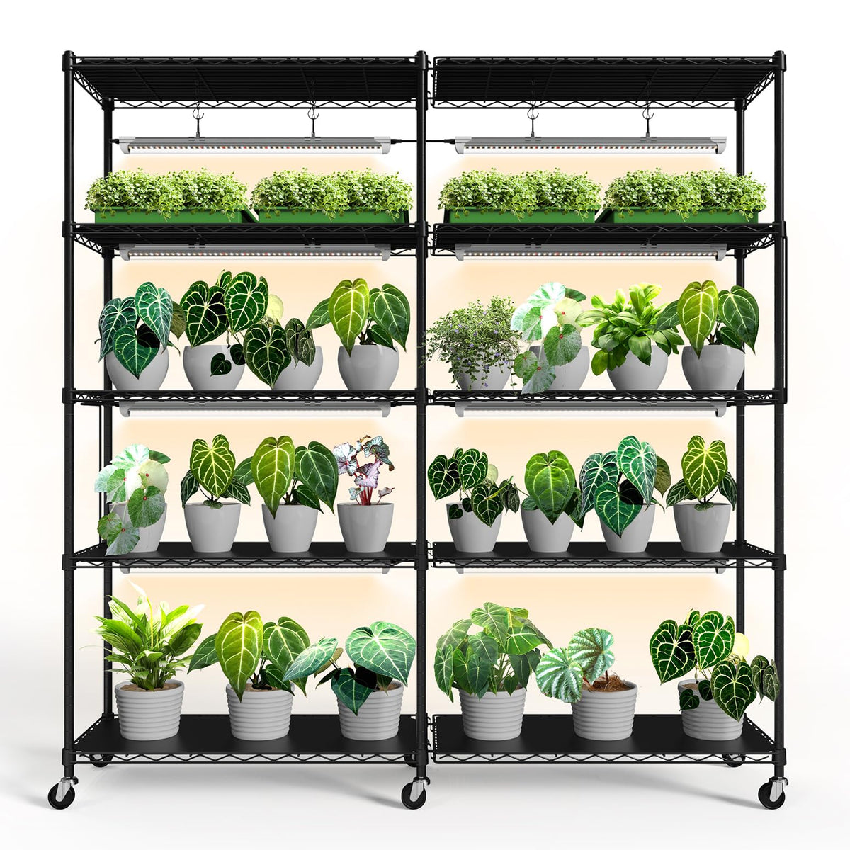 Bstrip 5-Tier Large Plant Shelf with Grow Light, 58x13.8x59in