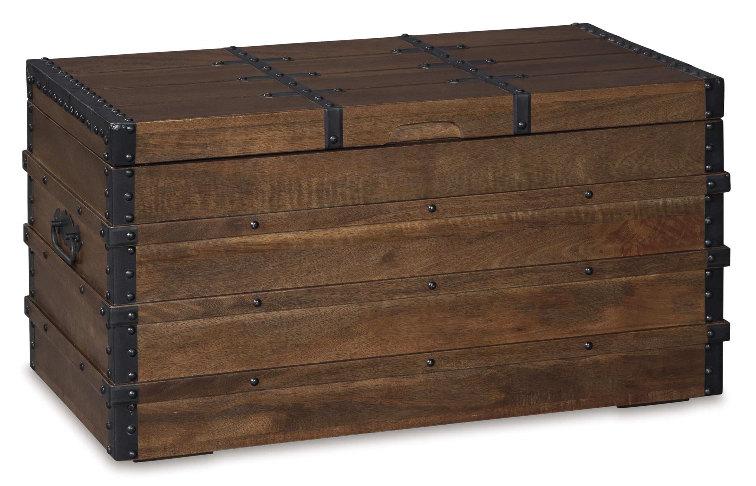Wooden Storage Trunk with Hinged Top – Dark Brown