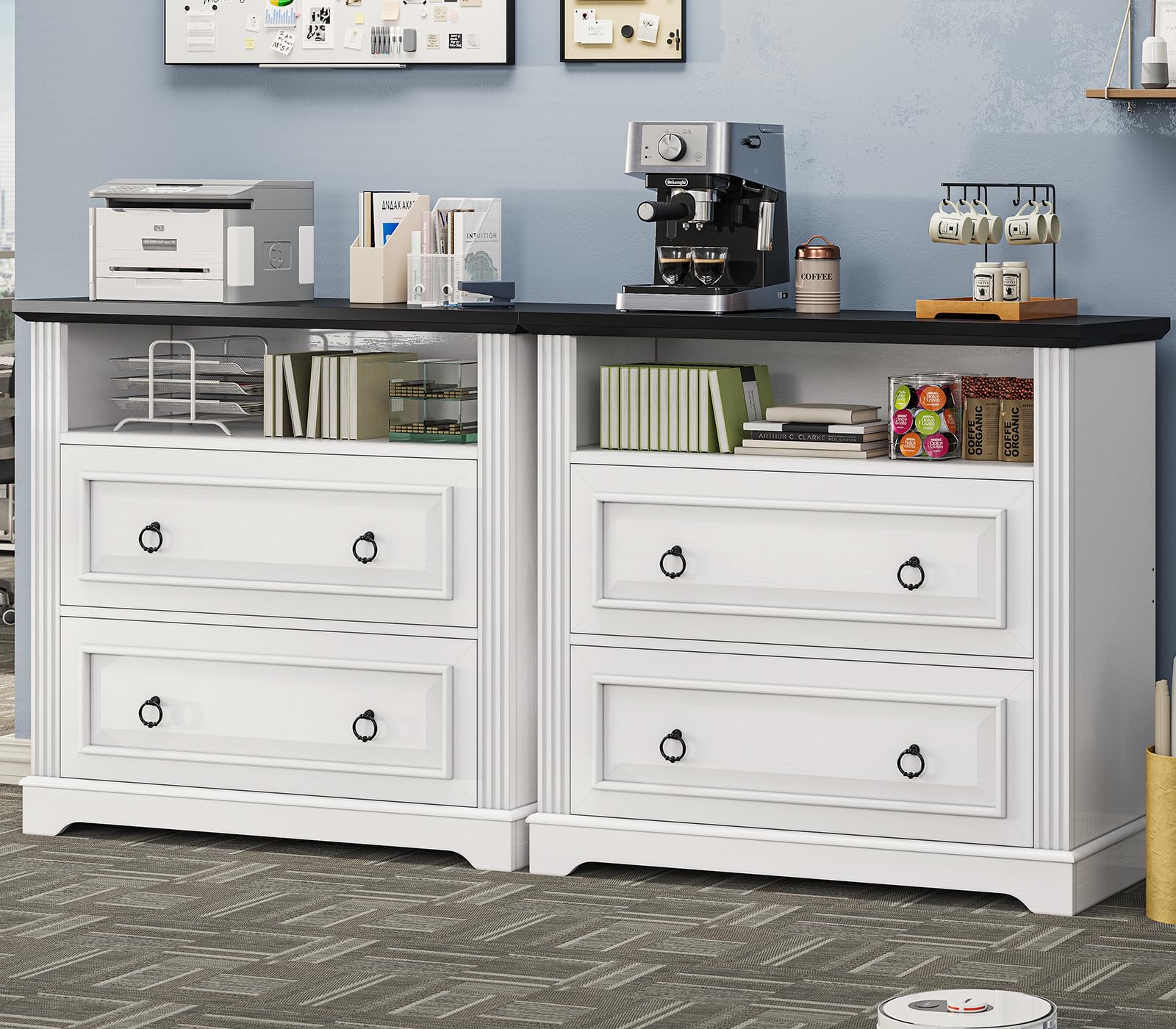 2-Drawer Lateral File Cabinet with Printer Stand