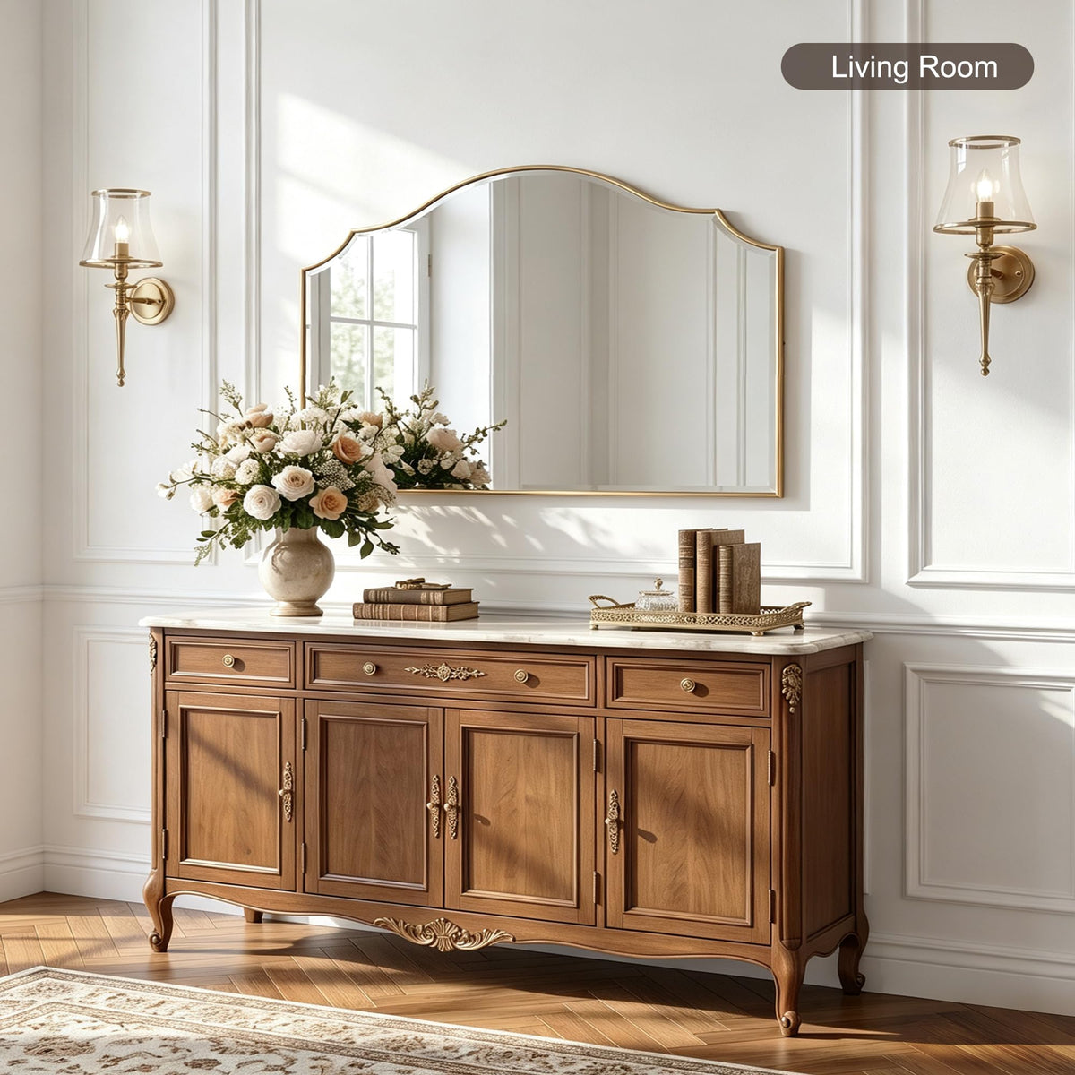 Gold Scalloped Arched Wall Mirror