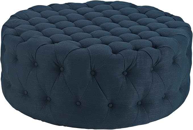 Round Tufted Fabric Ottoman