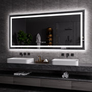Amorho LED Bathroom Mirror 77"X36", Front Light and Backlit(Brushed Silver)
