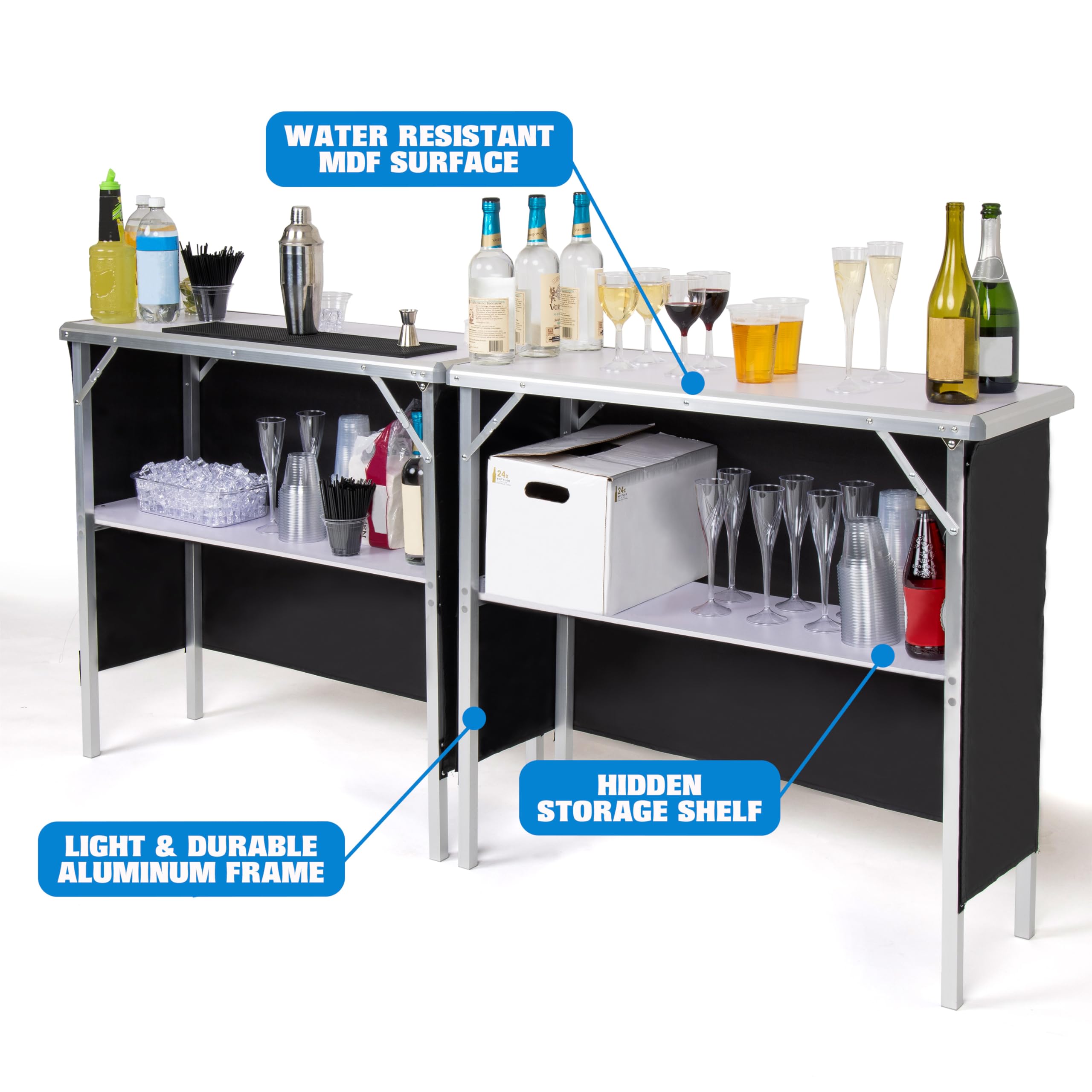 Portable Double Bar Table Set with Carrying Case