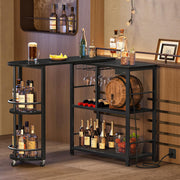 L-Shaped Bar Table with Charging Station