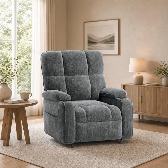 Grey Chenille Power Recliner