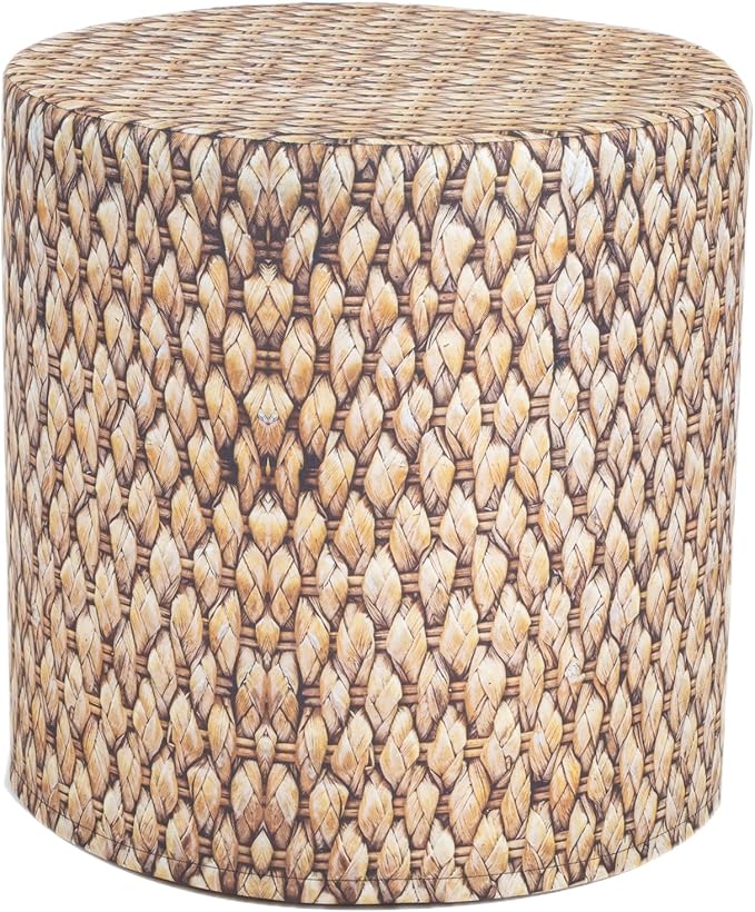 Waterproof Round Pouf Ottoman with Removable Cover