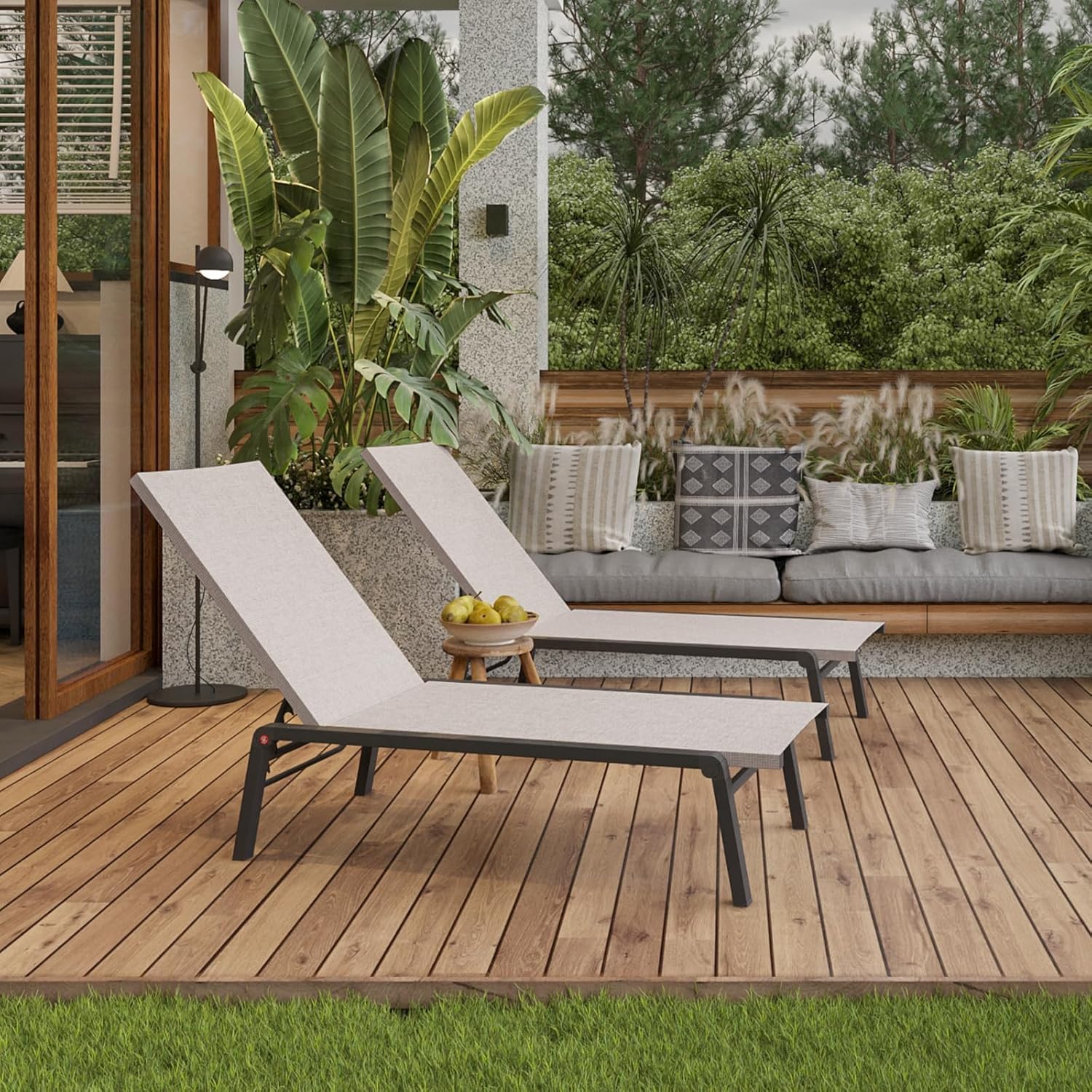 Foldable Outdoor Chaise Lounge Set of 2