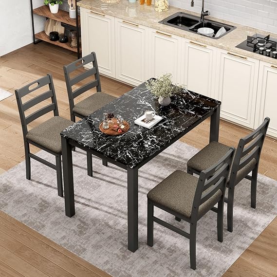 5-Piece Farmhouse Dining Table Set for 4
