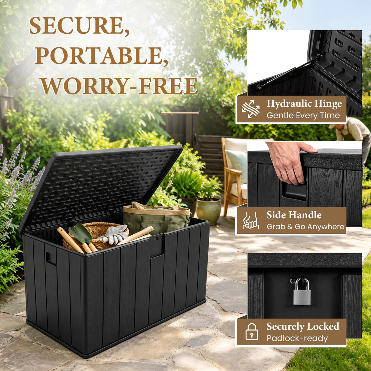 Winice 150 Gallon Outdoor Storage Box,Waterproof Deck Box for Patio & Bench