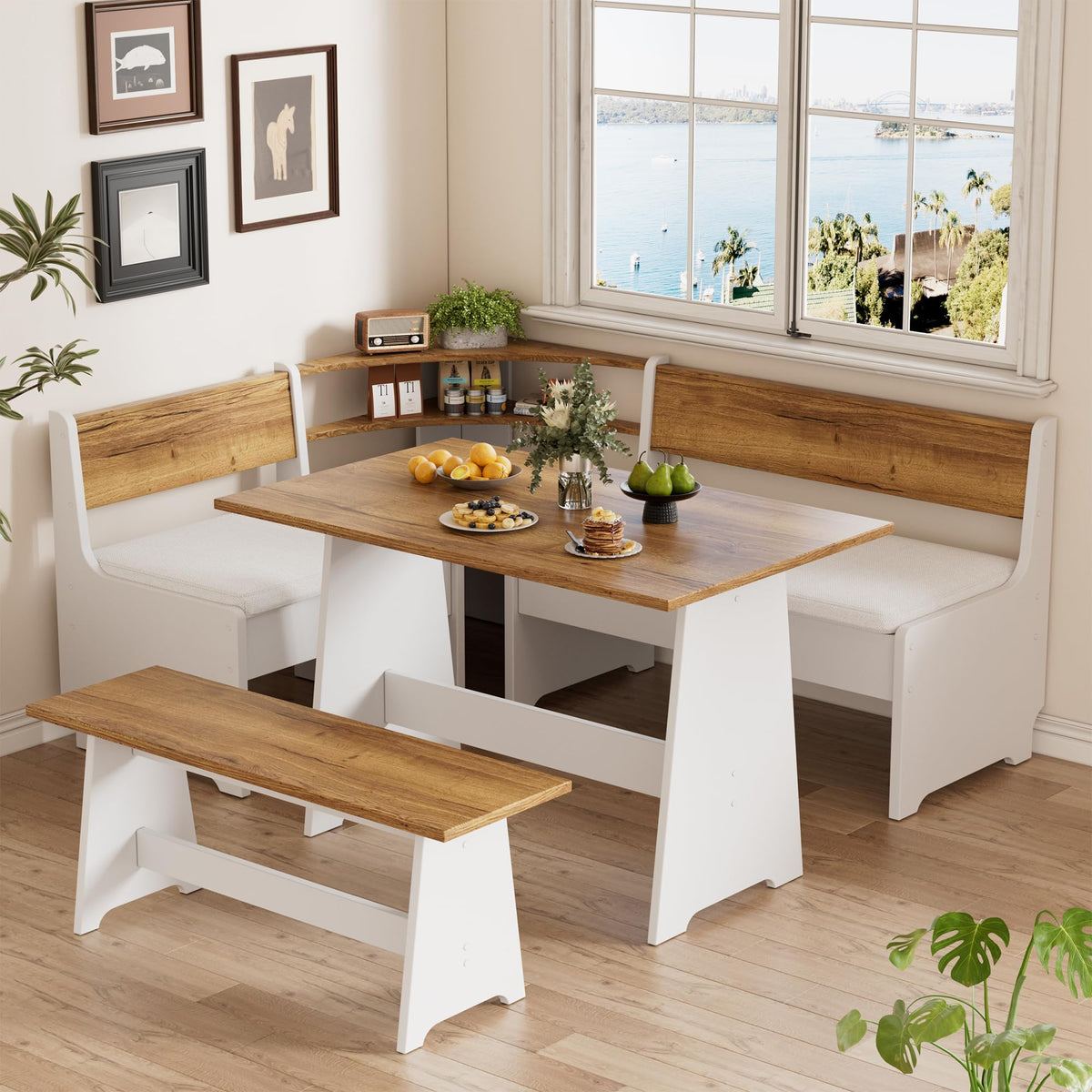 PAKASEPT Corner Breakfast Nook Table Set Kitchen Bench with Soft Cushion