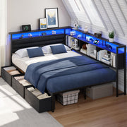 Full Corner Storage Bed with LED Lights