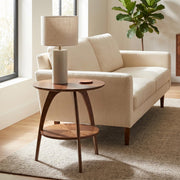 Round Wood End Table with Shelf