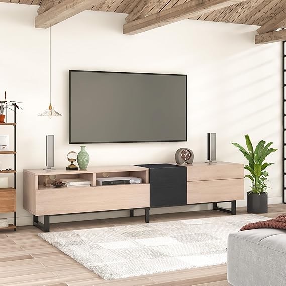 70" TV Stand with 3 Cabinets & Open Shelf