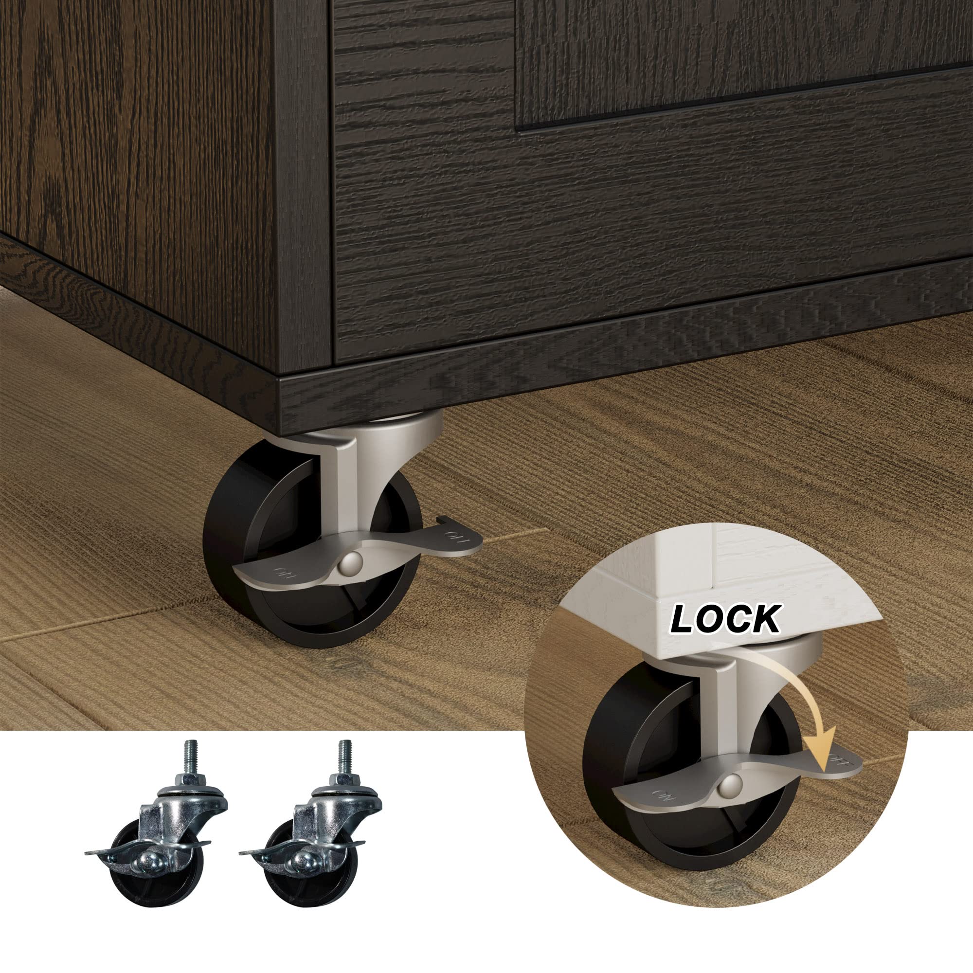 Rolling Kitchen Island with Drop Leaf & Charging Station