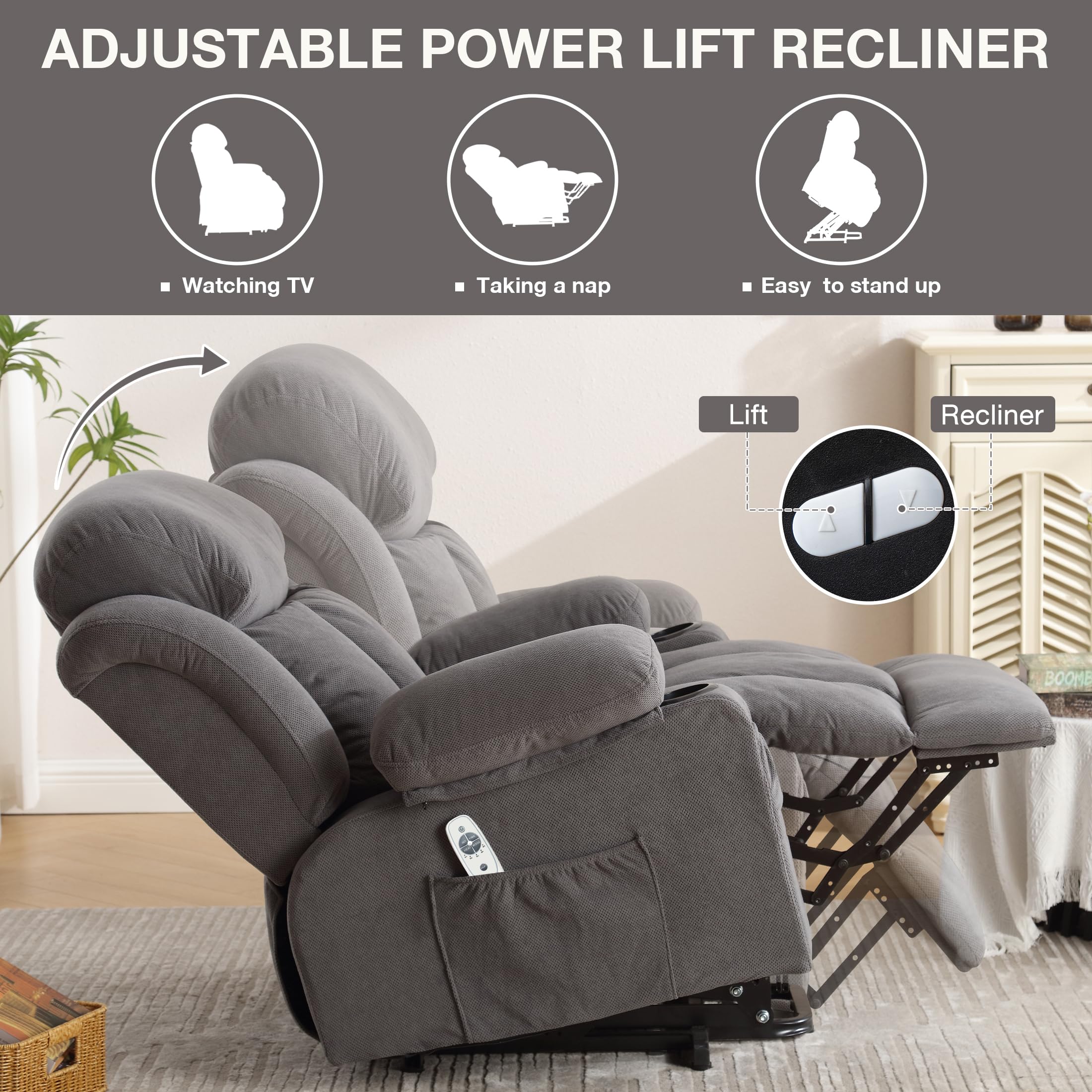 Power Lift Recliner Chair with Massage & Heat