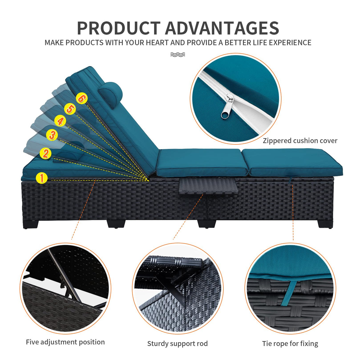Wicker Chaise Lounge Chairs Set of 2