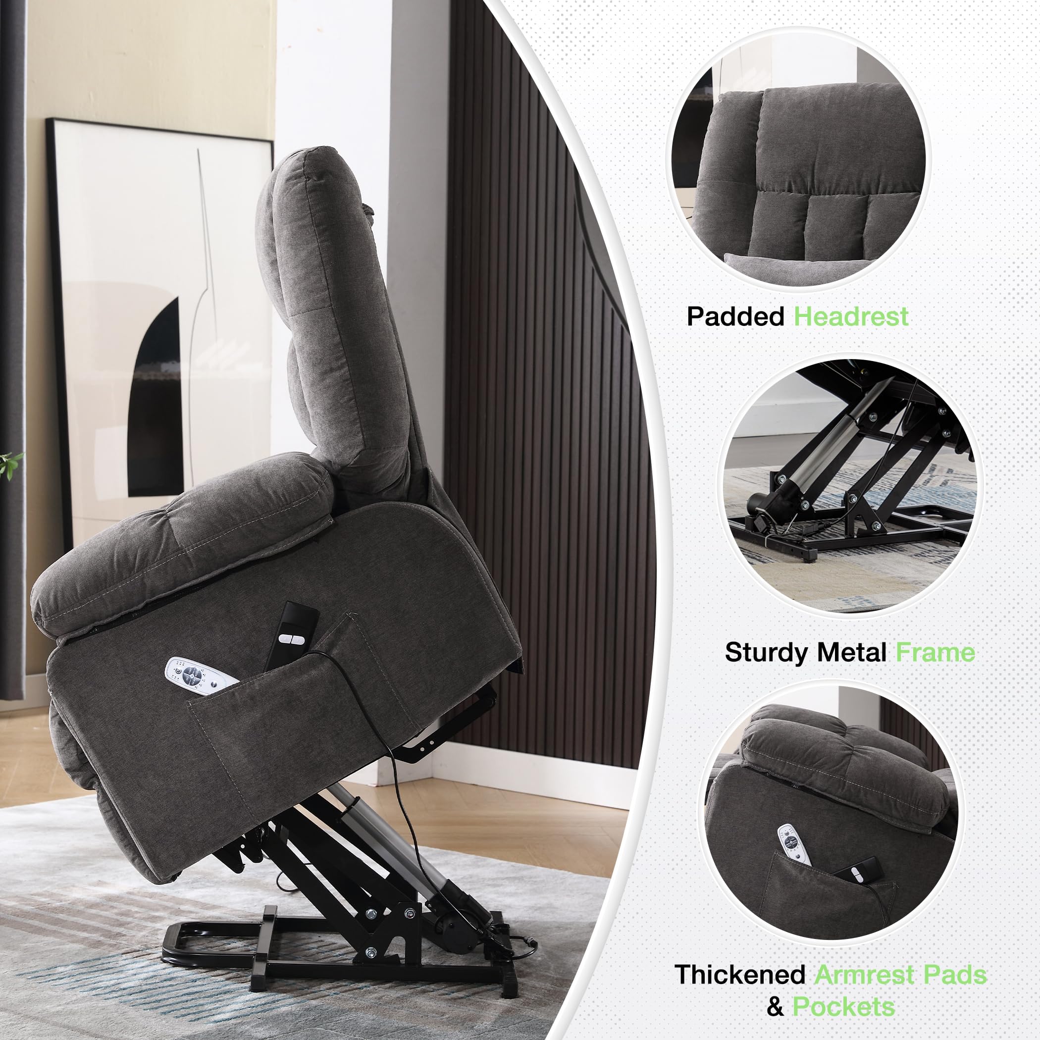 Power Lift Recliner Chair with Massage & Heat