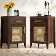Walnut Nightstands with Drawer, Set of 2