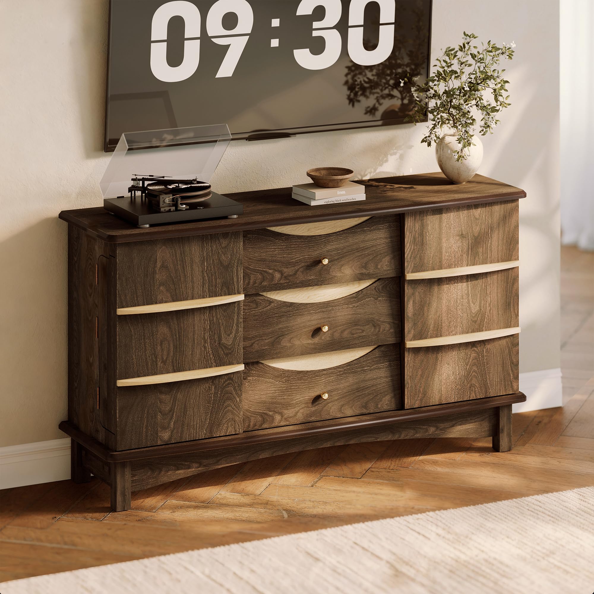 Modern Buffet Cabinet with Drawers & Sliding Tray