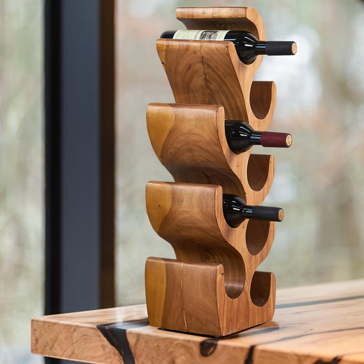 Warmaxx 8 Bottle Wine Rack Solid Wood Bottle Holder 27.5" Height Brown