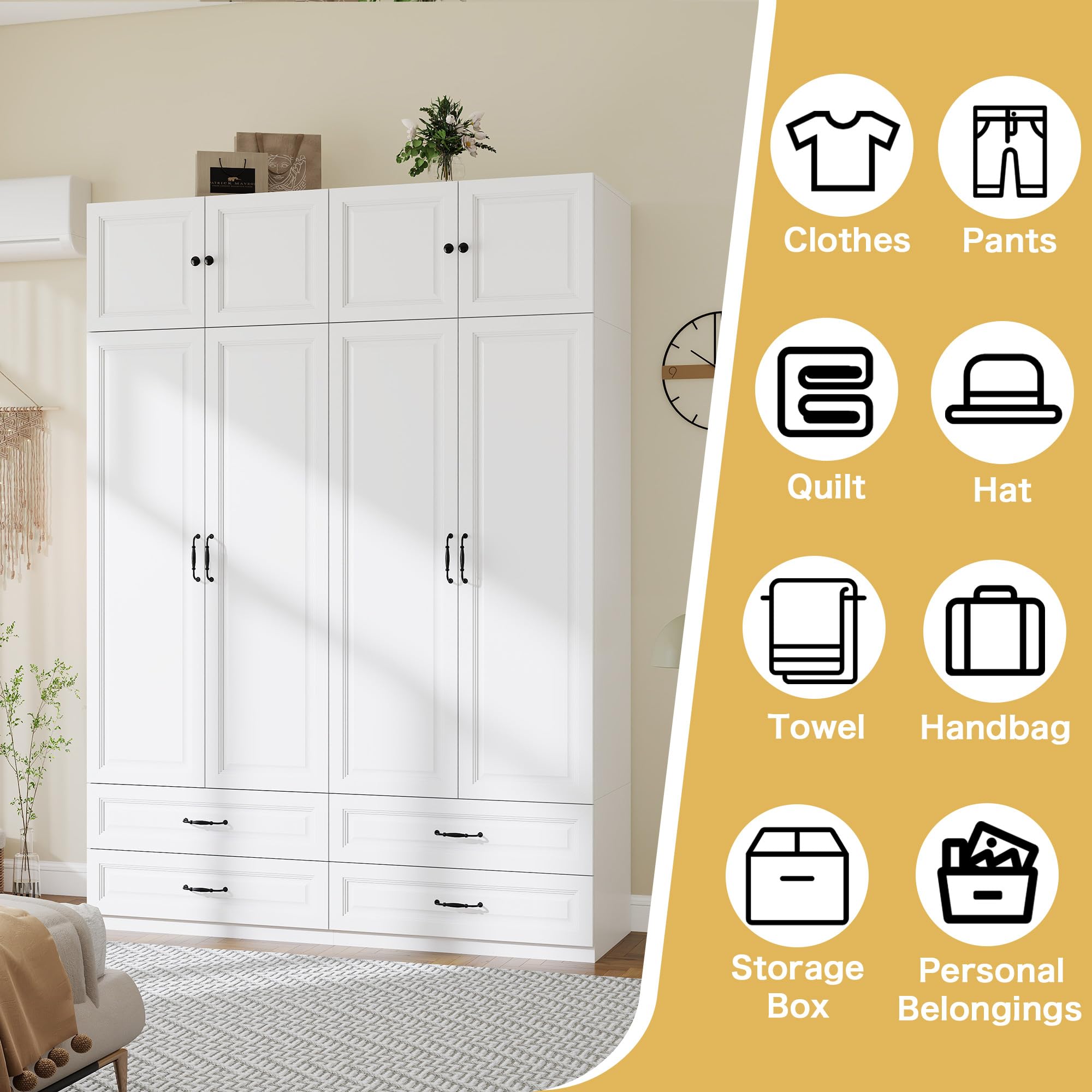 Wardrobe Closet with Doors & Drawers – 89" Tall Wood Armoire