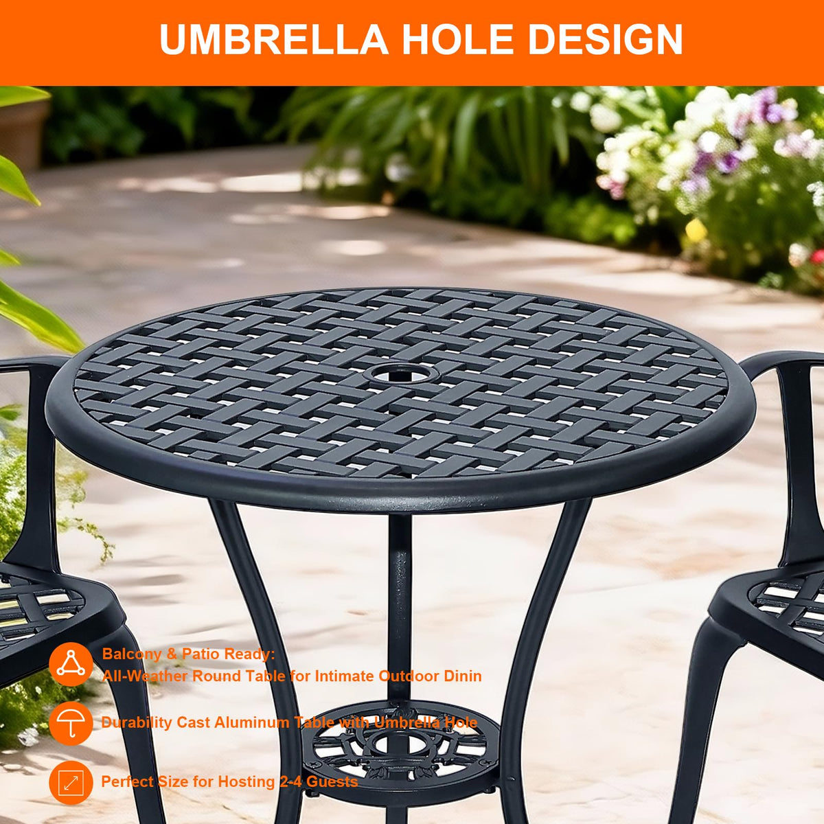 Withniture 3 Piece Outdoor Bistro Set,Patio Table and Chairs Set of 2