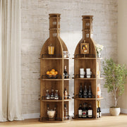 Tribesigns 75" Tall Round Wine Rack, Freestanding Wine Bar Cabinet (2Packs)