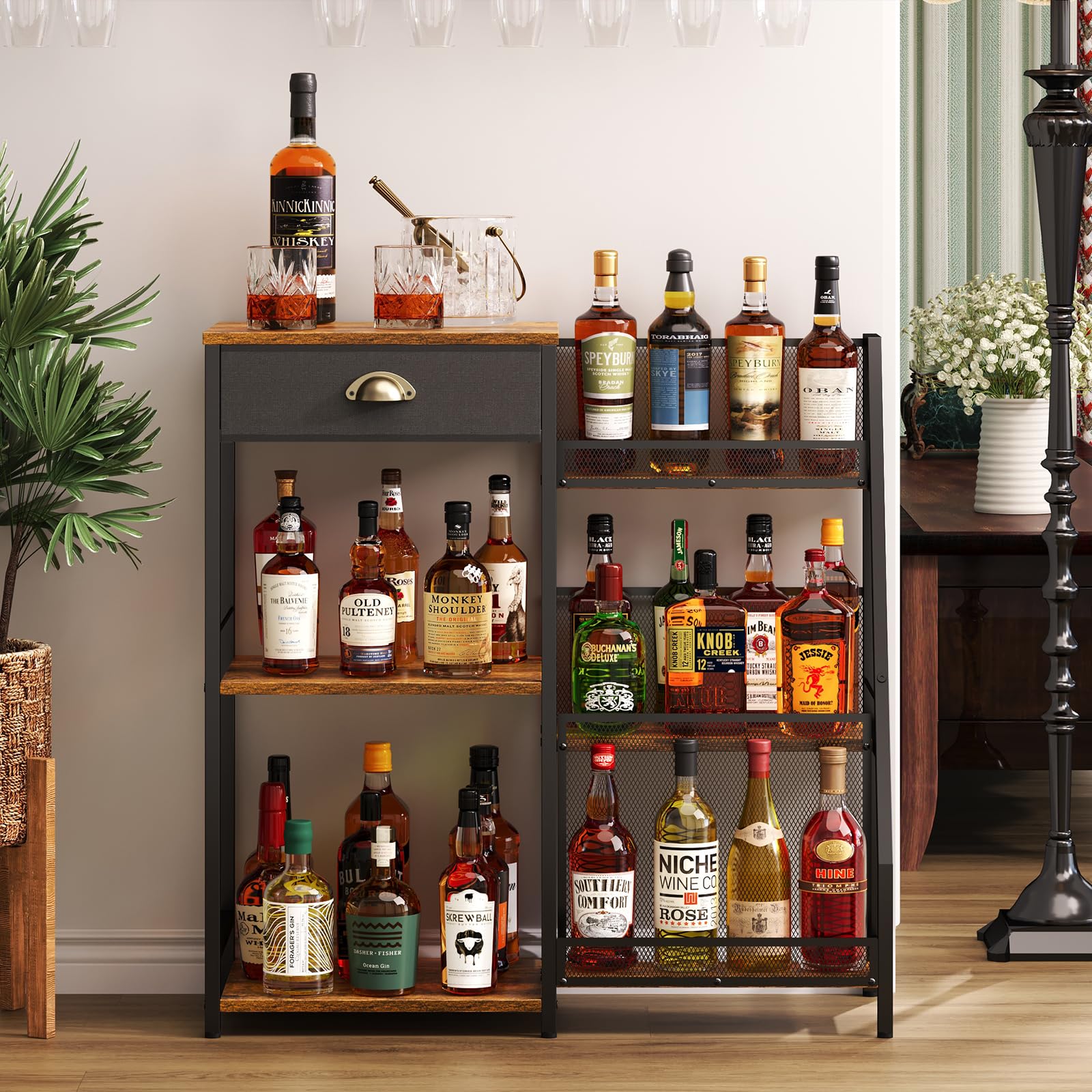 3-Tier Wine Rack with Drawer