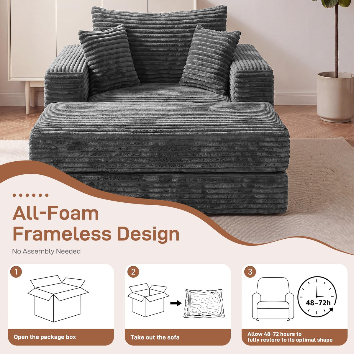 Convertible Corduroy Chaise Lounge