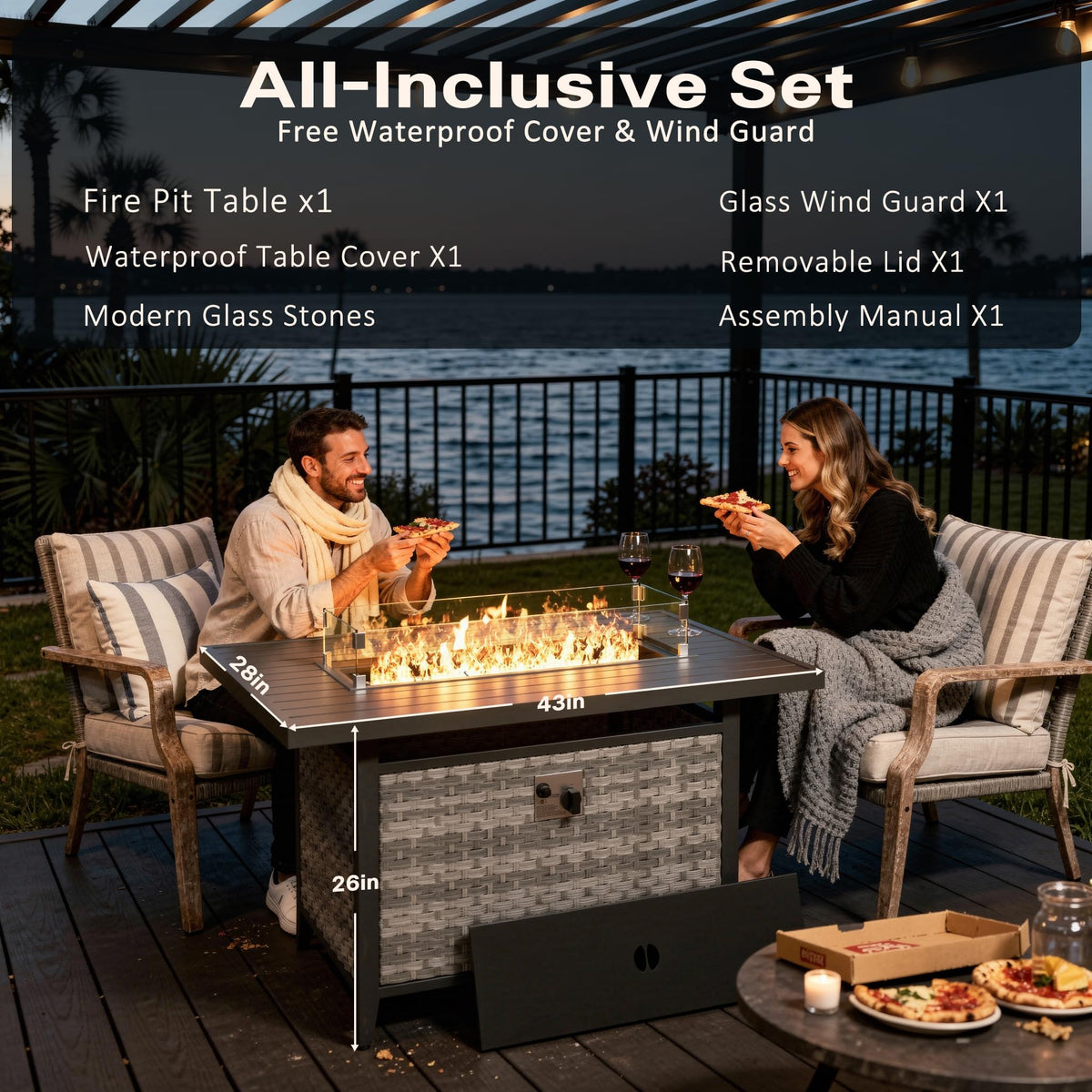 Rattan Propane Fire Pit Table