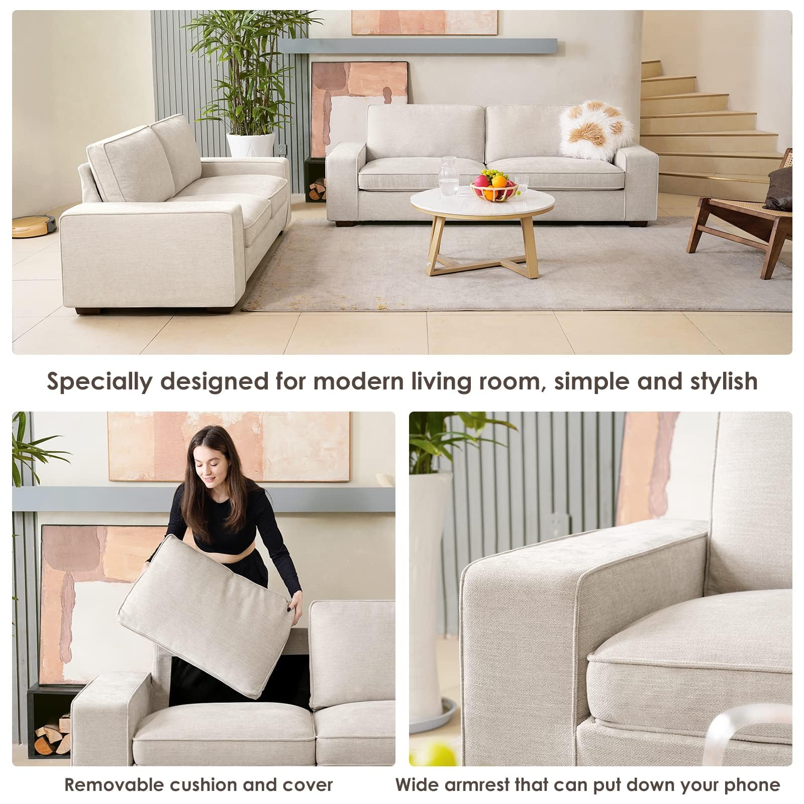 2-Seater Chenille Loveseat Sofa