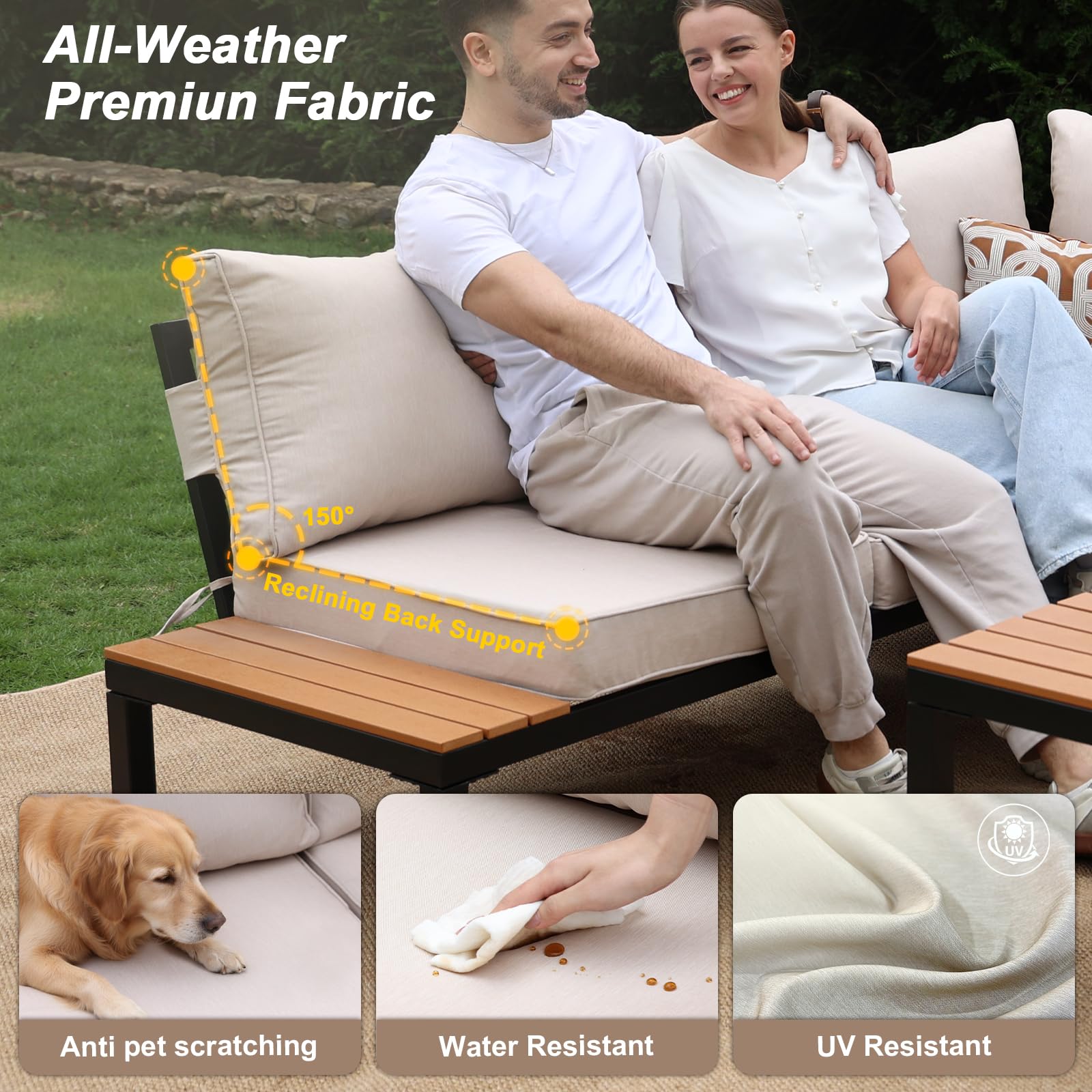 4-Piece L-Shaped Patio Sectional Sofa Set