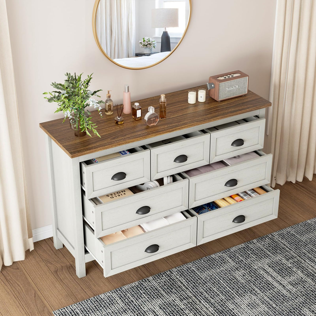 White Dresser and Nightstand Set