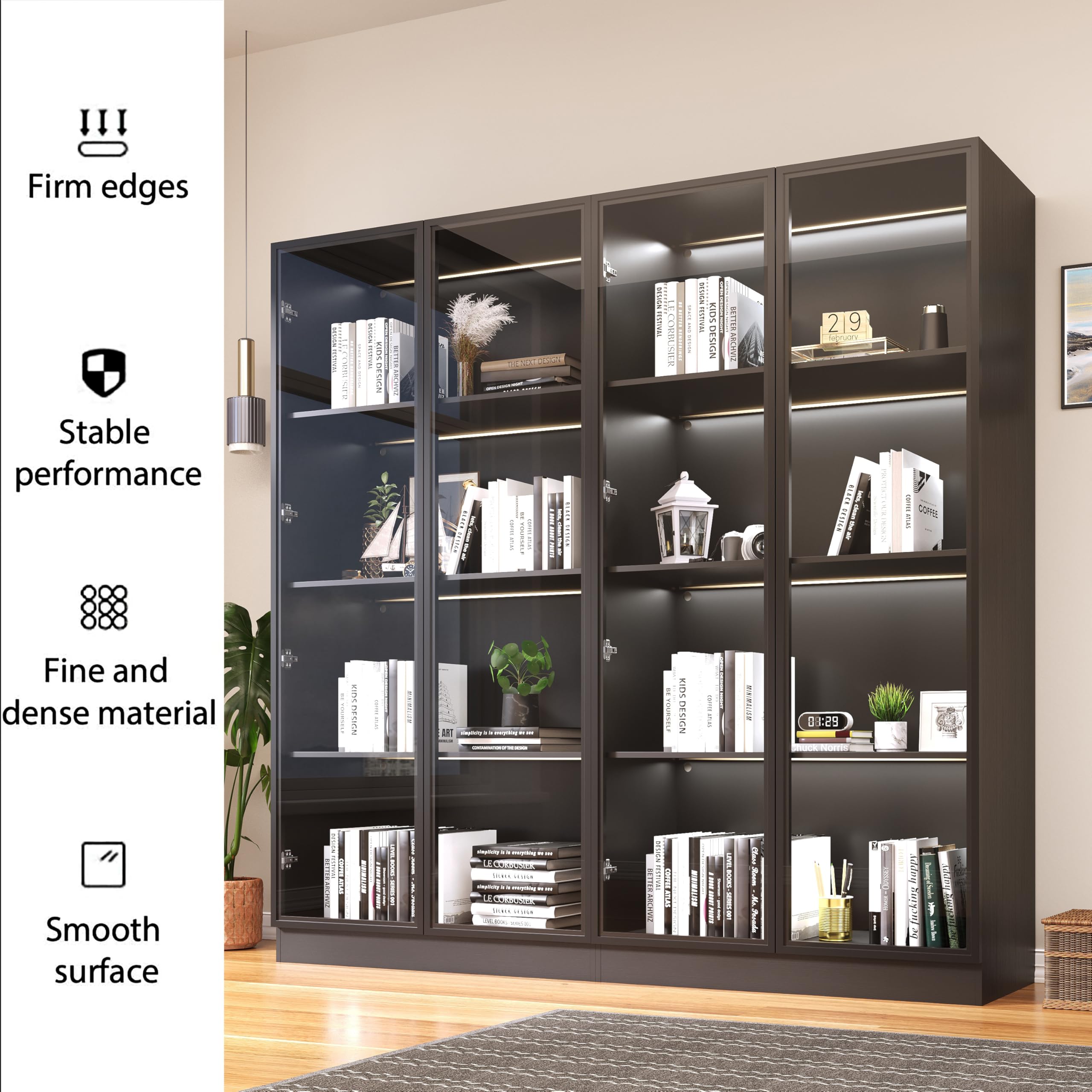 Glass Door Display Cabinet with LED Lights