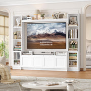 79" Entertainment Center with Bookshelves & LED Lights