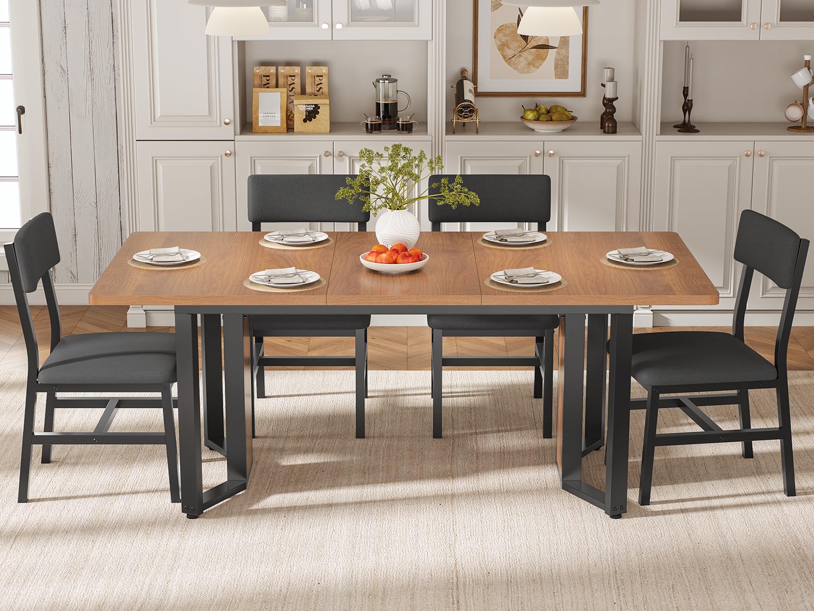 Extendable Dining Table Set for 4-6