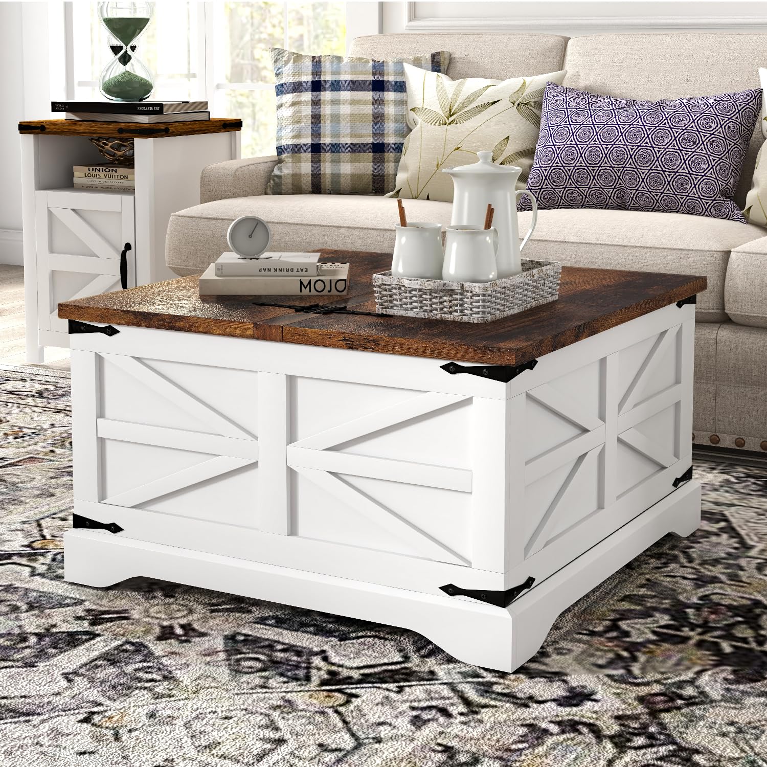3-Piece Farmhouse Coffee & Side Table Set with Storage