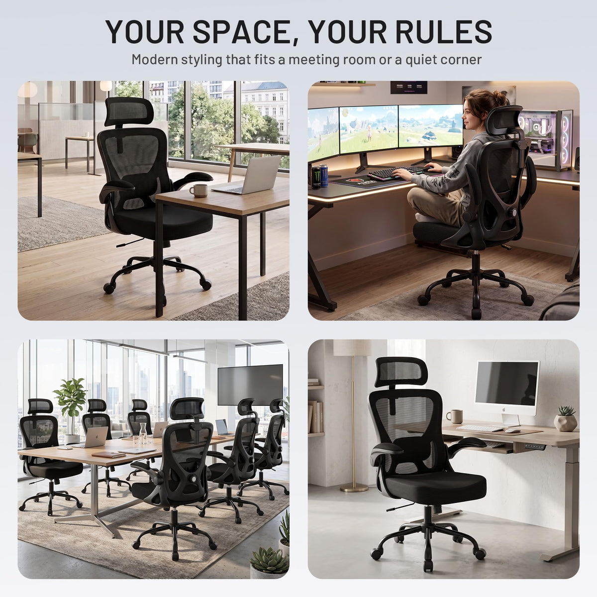AreShark Ergonomic Office Chair - Mesh High Back Desk Chair Headrest Lumbar