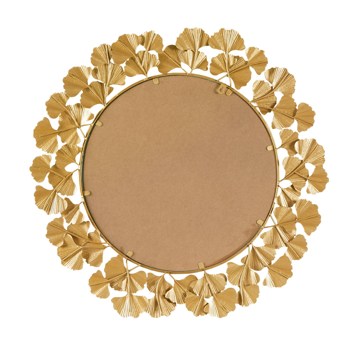Gold Ginkgo Leaf Round Wall Mirror