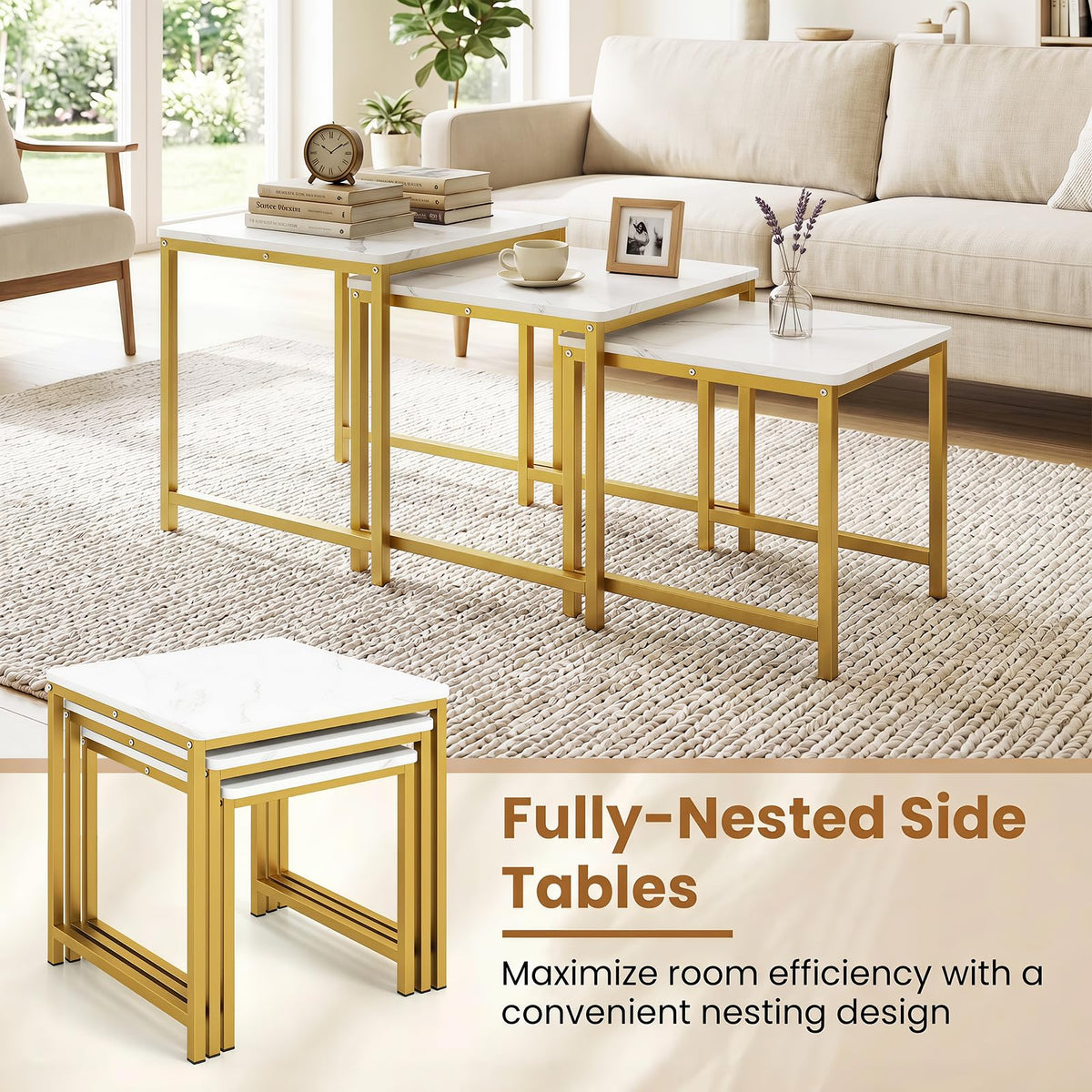 White & Gold Nesting Side Tables