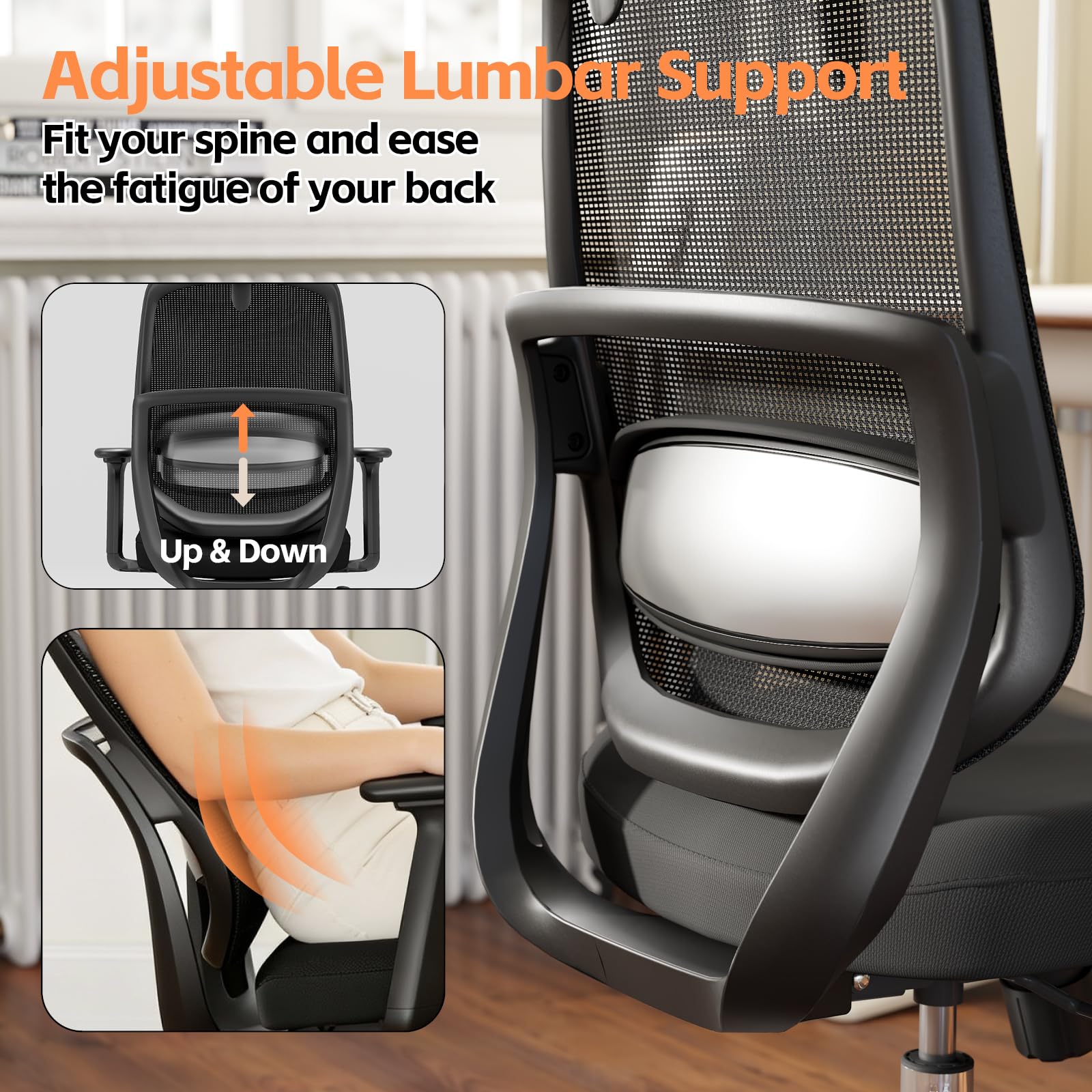Ergonomic High-Back Office Chair with 3D Lumbar Support