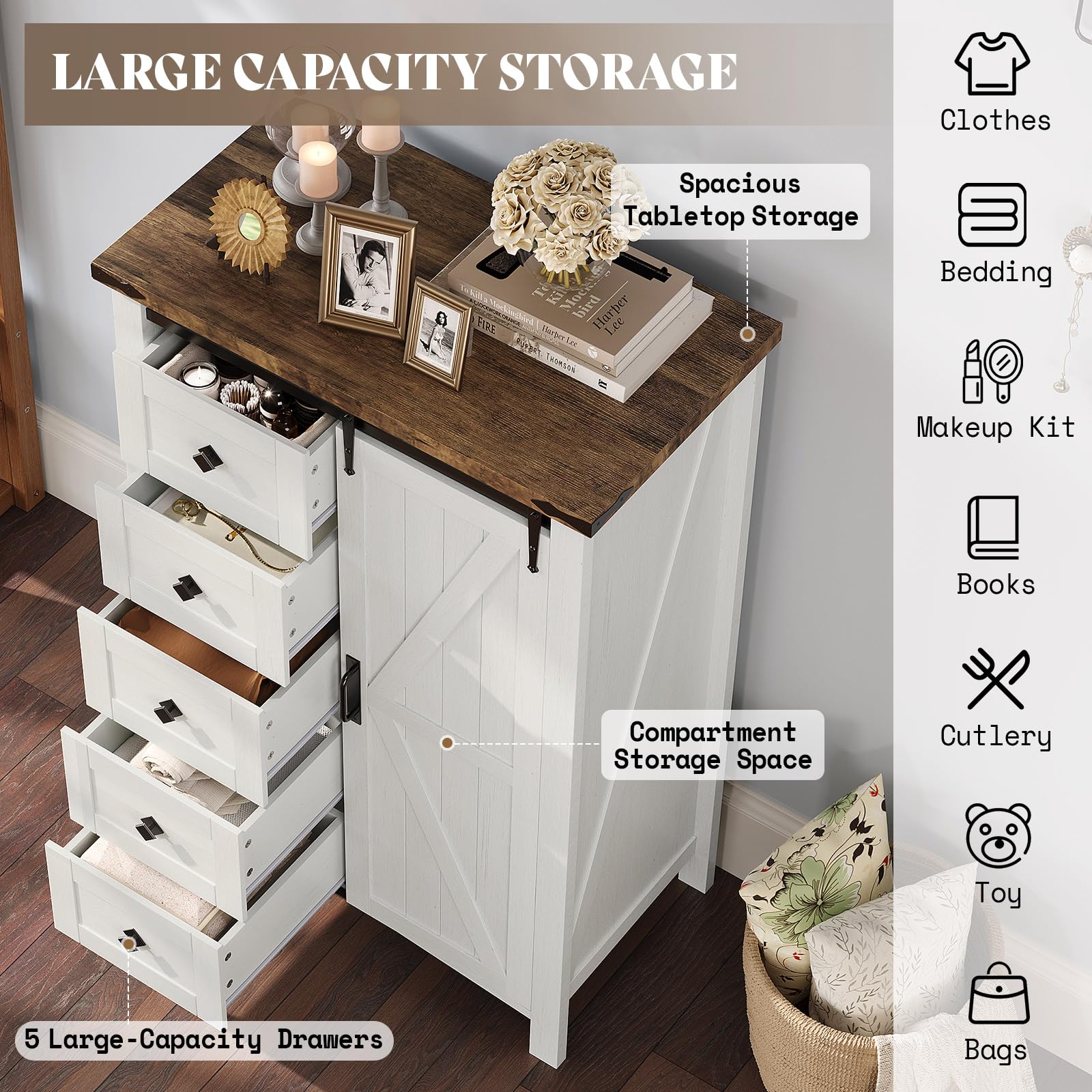 Farmhouse 4-Piece Bedroom Set – Queen, Distressed White