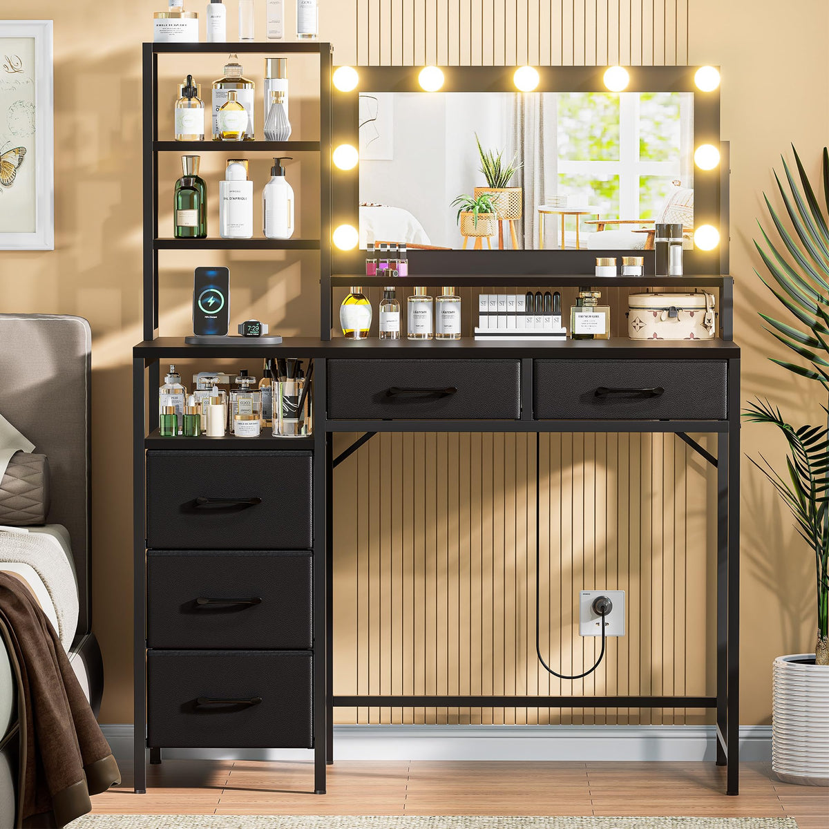 Lighted Vanity Desk with Storage