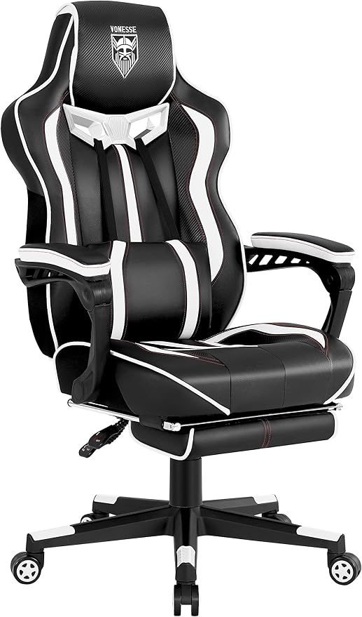 Ergonomic Gaming Chair with Footrest, Massage & Lumbar Support