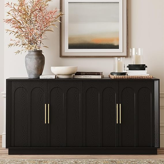 67" Mid-Century Modern Sideboard Cabinet with Arched Doors