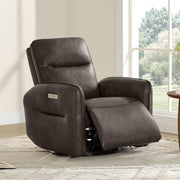 CHITA Faux Leather Power Recliner Chair, Swivel Glider, Chocolate Brown